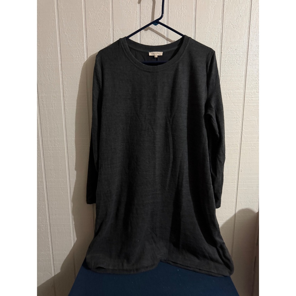 Cotton Bleu Womens Gray Long Sleeve Crew Neck Knit T-Shirt Shift Dress Size M